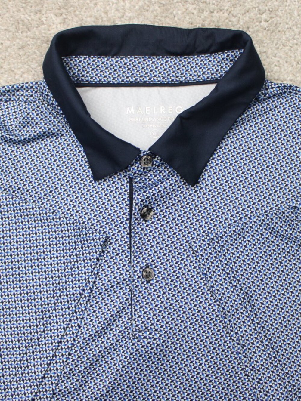Maelreg Performance Polo Shirt Mens 3XL Blue Contrast Collar Golf Short Sleeve